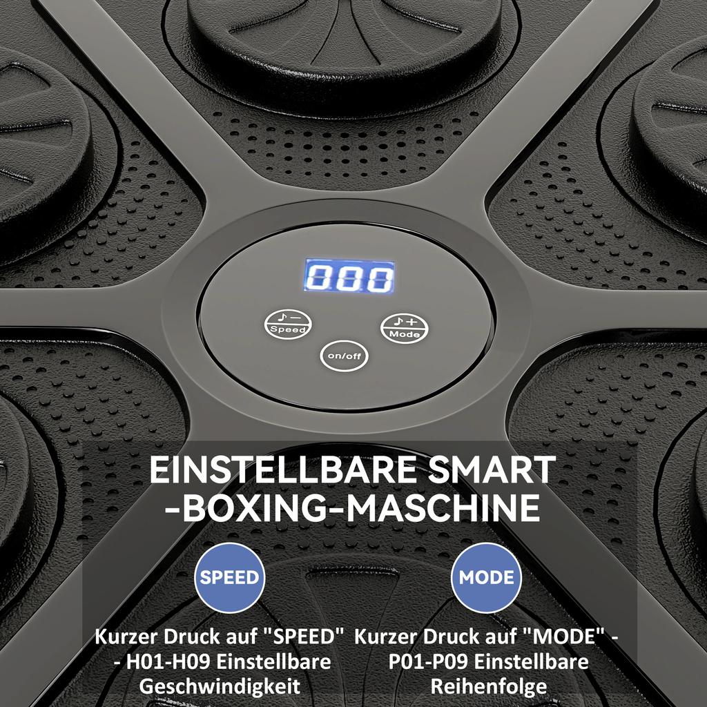 Music Boxing Machine, Smart Bluetooth Boxing Machine Wall Mounted with 9 Speeds & Modes, LED Lights and Gloves, Punching Pad for Adults, Black