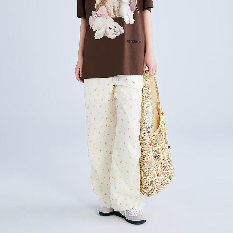 

Ledin Floral Pleated Drawstring Wide-Leg Trousers L