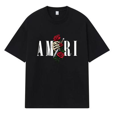 2026 T-shirt Graphique Imprimé Rose Couteau Streetwear Y2k Vêtements Harajuku 100% Coton Décontracté Surdimensionné Été Hommes T-shirt
