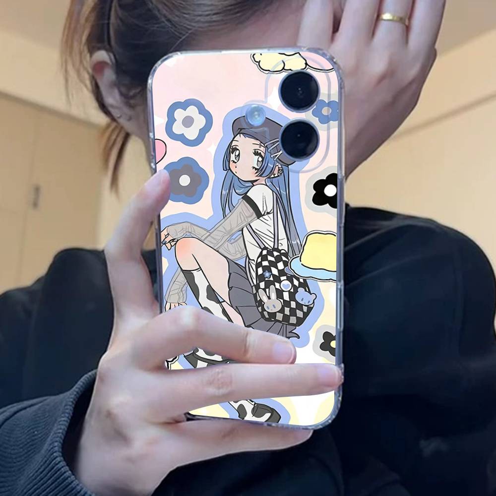 Angel Tsundere Girl Anime Cute Clear Silicone Soft TPU Phone Case For Iphone 17 16 15 14 Plus 13 12 Mini 11 Pro Max Shell Capa