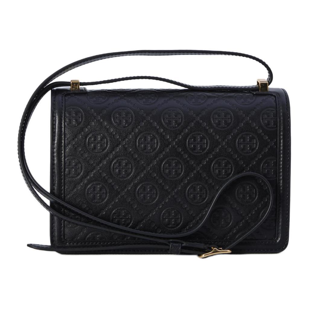 Tory Burch T Monogram Adjustable Strap Leather Crossbody Bag Women Bags Black 160210-001