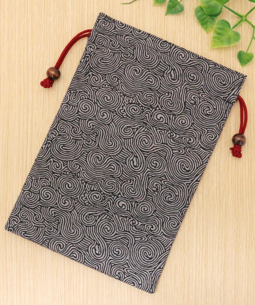 Kyosuke Goshuincho Stamp Drawstring X Jomon Arabesque Japanese Large Size Gift Japanese-made (temple/shrine Book) Case/Pouch, Bag, 100% Cotton,