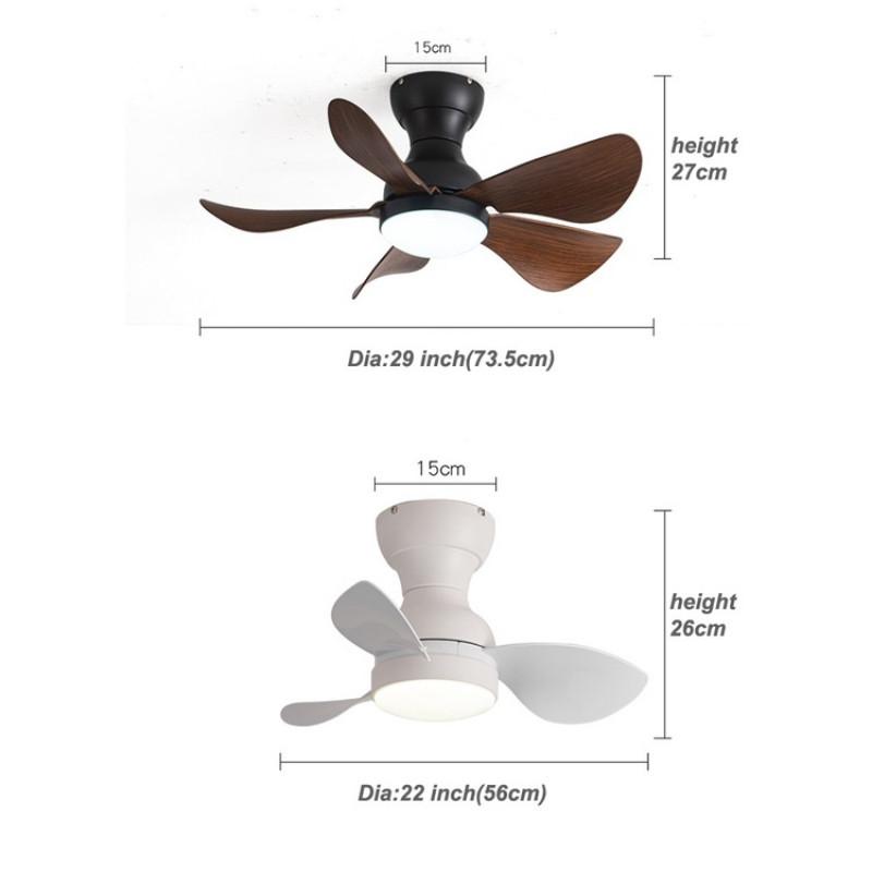 22/29 inches DC Motor Ceiling Fans With Remote Control Modern Mini Corridor Smallhouse Nickel Ceiling Fan With LED Lights