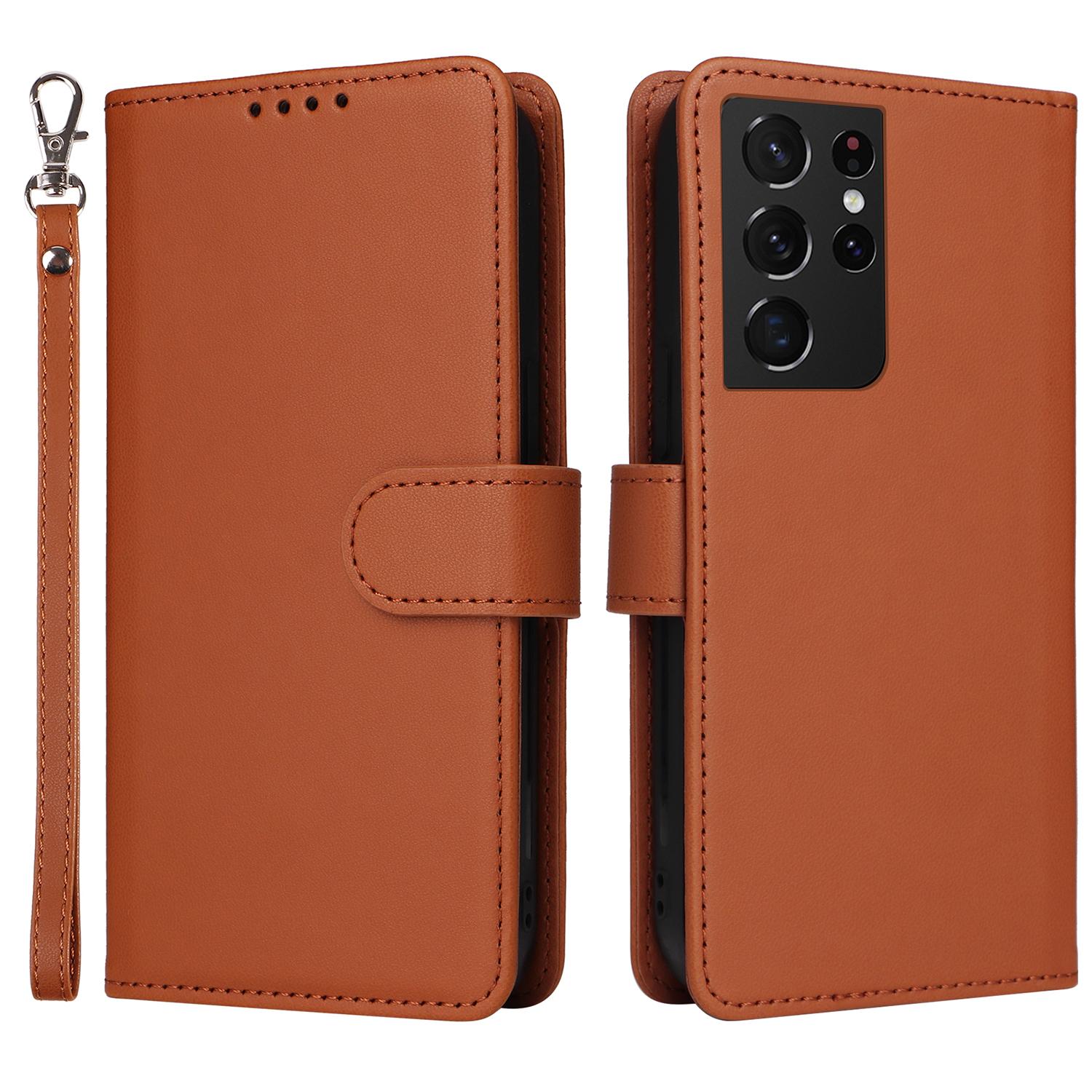 

For Samsung Galaxy S21 Ultra 5G Magnetic Case BETOPNICE Detachable PU Leather Phone Cover with Strap E