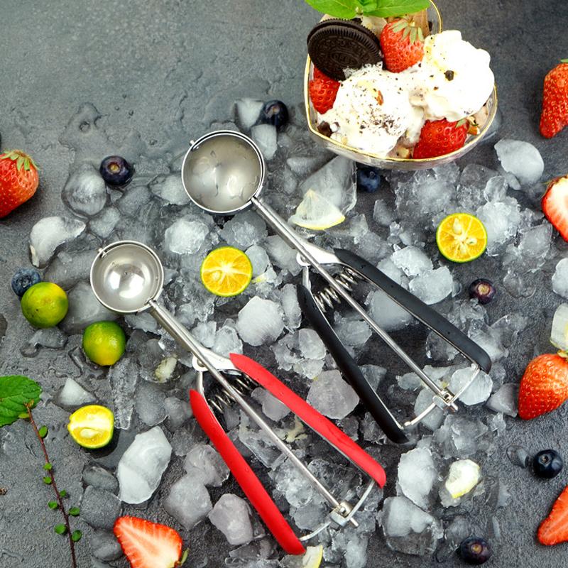 1PC More Size Selection Stainless Steel Ice Cream Scoop With Silicone Handle Fruit Cookie Spoon With Trigger Release