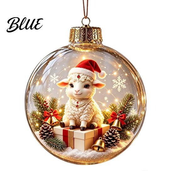 Reusable Plastic Baubles Glowing Christmas Story Ornament Light‑Up Mini Holiday Scene Hanging Ball with Warm Gift Embellishments LED Light,