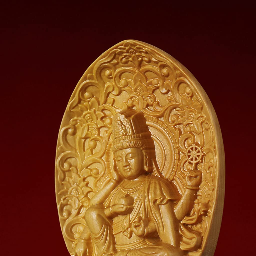 Buddhist statue of Nyoirin Kannon carved from boxwood Car ornament Protection from good benefits Bodhisattva, (height approx. 7cm) [Mini type]