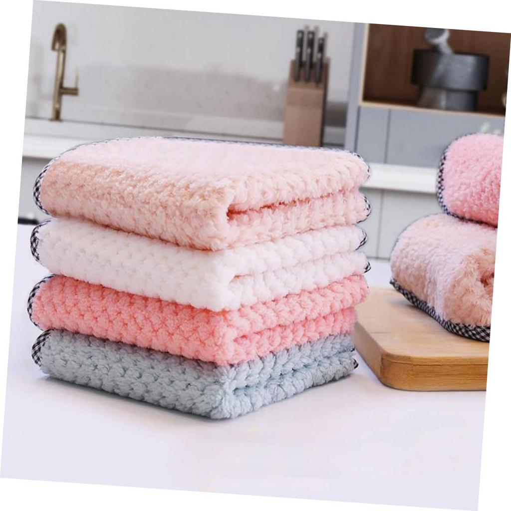 Four Colours Hanging Coral Fleece Hand Towel Special For Microfiber Water Absorption Cleaning Towels Nonstick Oil Fast Drying