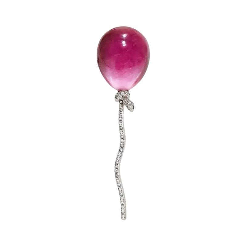 Vintage Balloon Brooch Silver Tone Decorative Pin with Clear Detail, Lightweight Styling Piece for Coats Hat and Shirts