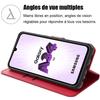 Coque pour Samsung Galaxy A34 5G Cuir Synthétique Rouge Anti-Rayures Protection 360 Degré