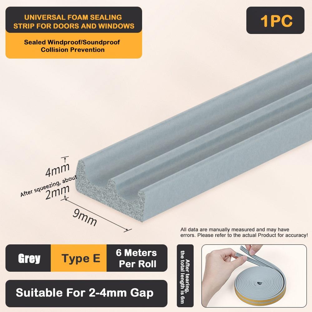 Self Adhesive Weather Stripping Door Seal Strip EPDM Windproof Door Seal Strip Anti Collision 6Meters Weatherstrip for Window
