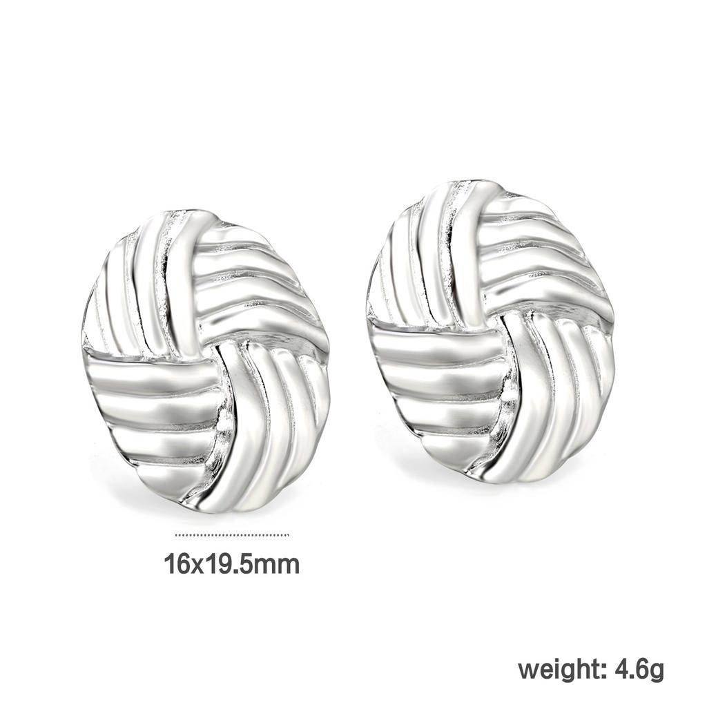 Ladies stainless steel earrings, snake spring metal stud earrings, wind square water drop versatile earrings fashion