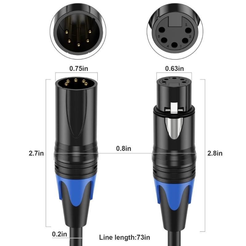 Langlebiges 5-adriges XLR-Kabel DMX512 5-Pin Stecker zu XLR 5-Pin Buchse Port DMX512 Kabel Verlängerungskabel Anschlussleitung