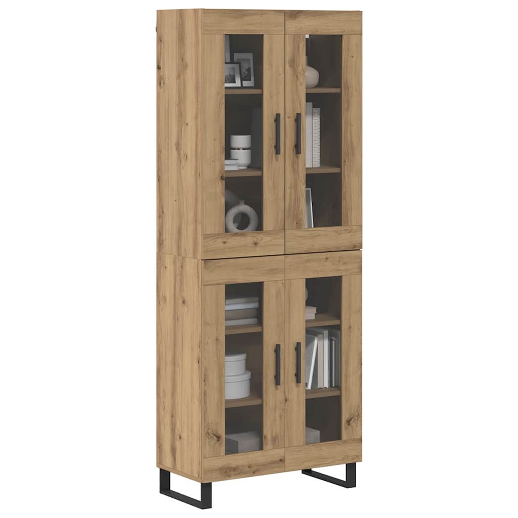 Highboard 2 pcs Artisan Oak Engineered Wood and Glass