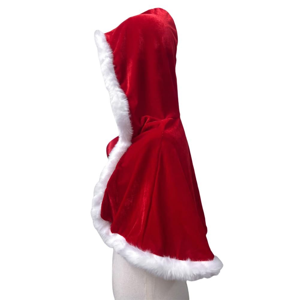 [Ymgot] Santa Poncho, Christmas Santa Claus Cloak, Christmas Cosplay Cape, Red/Green (Red)