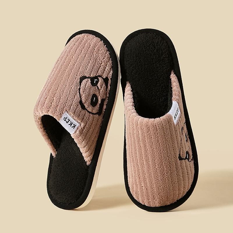 Fashion Cute Panda Plush Home Slippers for Women Comfortable Soft Sole Bedroom Cotton Shoes Woman Winter Non Slip Warm Indoor Slippers