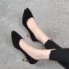 Fashion pointed high heels autumn new fine heel sheepskin iron bag pointed one pedal women's shoes work shoes