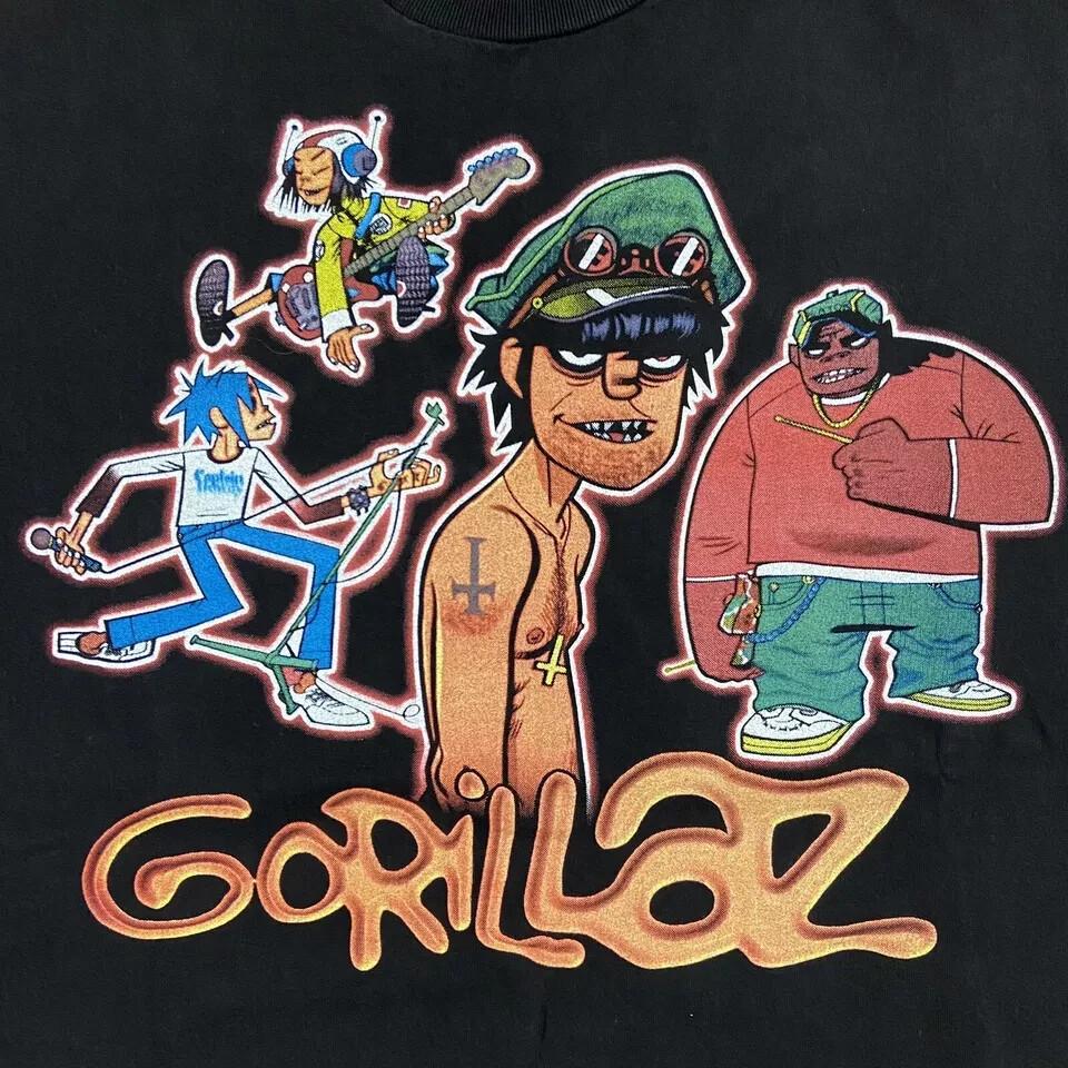 Винтажная футболка унисекс Gorillaz Band Rap Hip Hop Хлопок Классическая S-4XL VN2217 L