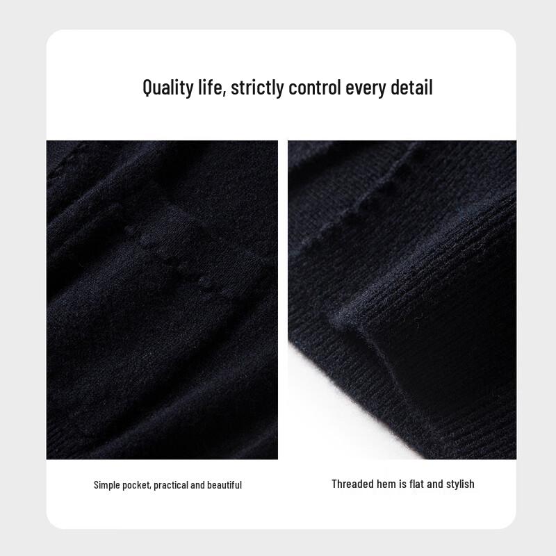 TUHUANG Women's V-Neck 100% Wool Cardigan with Pockets