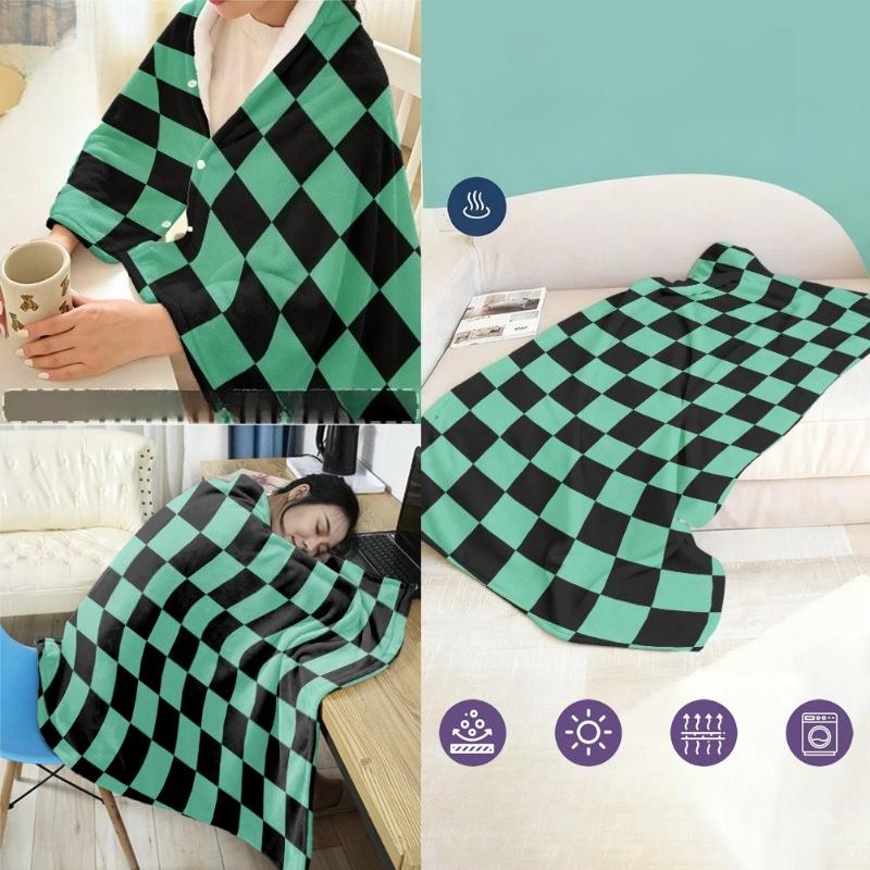 

Snap on Cloak Blanket Printed Warm Shawl Breathable Machine Washable Multifunctional Sofa Blankets Leisure Nap Blanket Portable Travel Small Quilt 80x140cm(230g/m²)