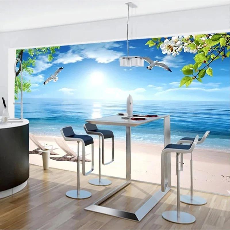 Modern 3d Wall Mural Beach Nature Scenery Photo Wallpaper Restaurant Living Room Bedroom Wall Papers Home Decor