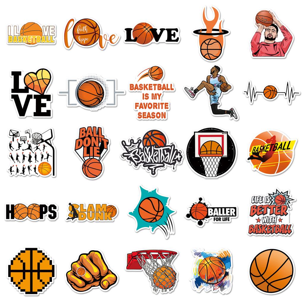 50Pcs Cartoon Basketball Sports Stickers Graffiti Ipad Car Guitar Diy Personalized Wall Sticker Toys Decoration