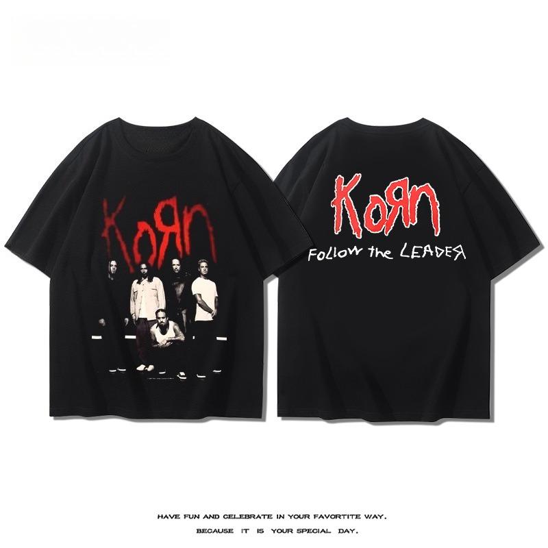 KORN Band Kurzarm-T-Shirt Herren und Damen Sommer Amerikanischer Industrial Metal Rock Baumwolle Bequemes Kurzarm-Oberteil