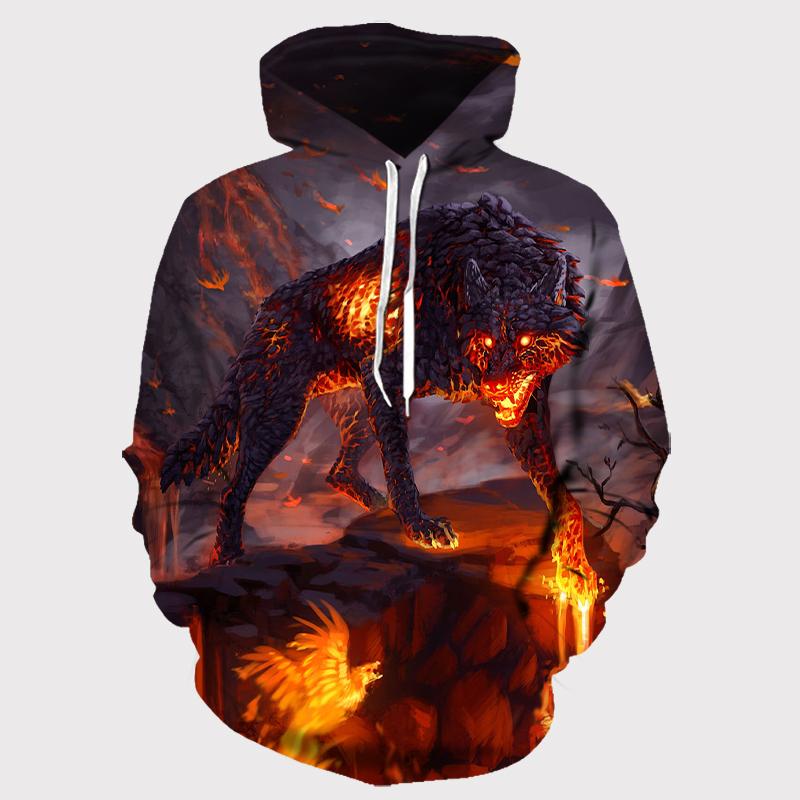Animal Wolf 3D Printed Hooded Sweatshirts Men Fashion Casual Oversized Pullover Hip Hop Harajuku Streetwear Hoodies