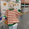 Japanese Style Striped Sweaters Women Autumn and Winte Large Size Loose All-match Knitting Pullovers