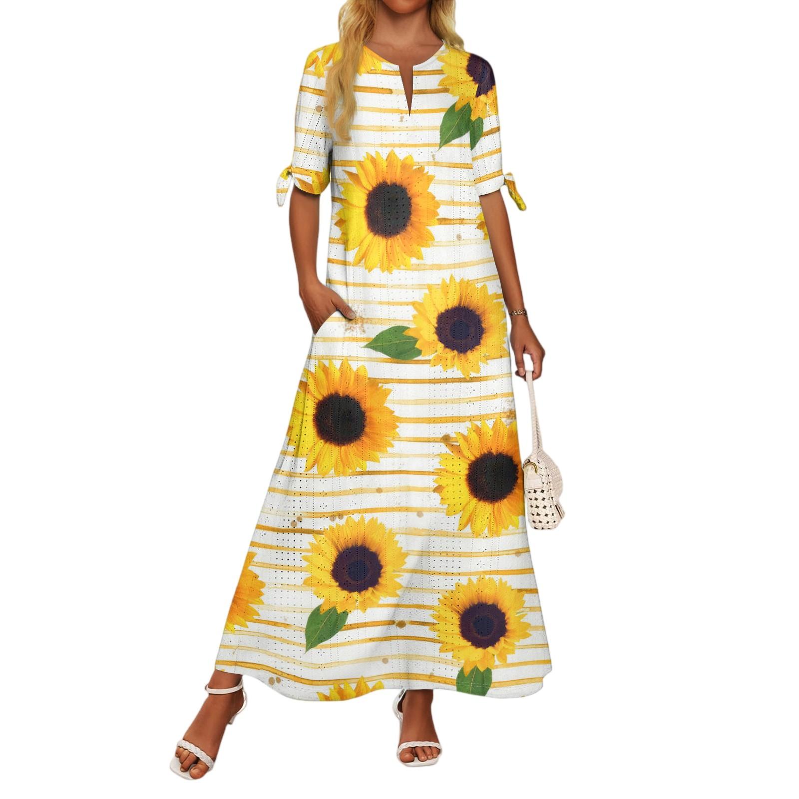 

Женское повседневное модное темпераментное элегантное платье макси с лоскутным поясом и цветочным принтом S оранжевый