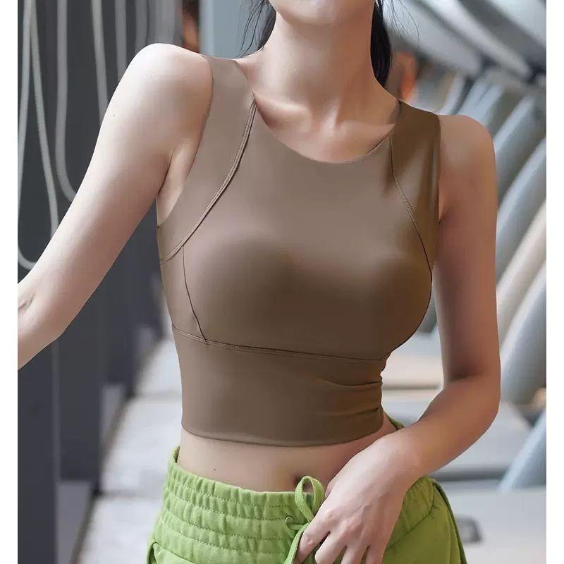 

Спортивный ударопрочный жилет-нижнее белье женский летний новый с нагрудной подушечкой одежда для йоги сбор груди бег дышащий фитнес топ Curry M