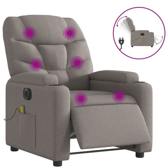 VidaXL Fauteuil de Massage Inclinable Électrique, Chaise de Relaxation avec Dossier et Repose-pied Réglables, Siège de 3204592