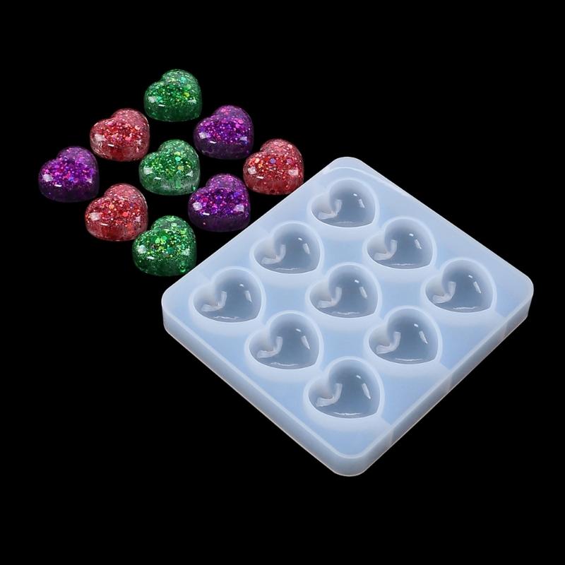Small Crystal Silicone Mold with 9 Holes Silicone Craft Molds Beautiful Heart Shaped Chocolate Molds Silicone