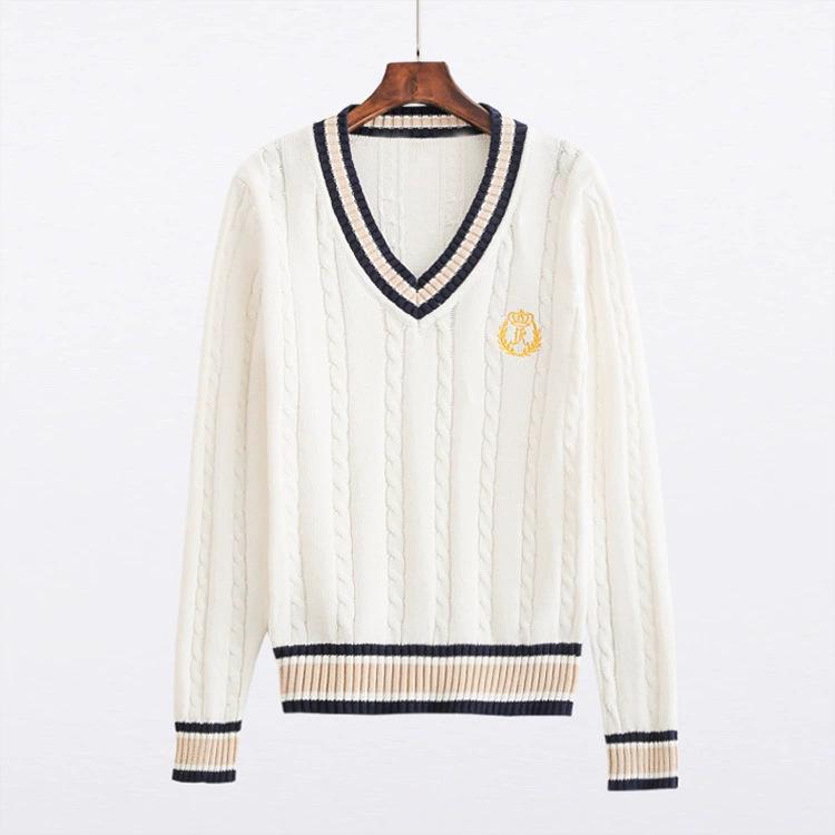 

Japanese Academy Style V-Neck Cable Knit Women s Sweater Cardigan for Autumn/Winter XL белый