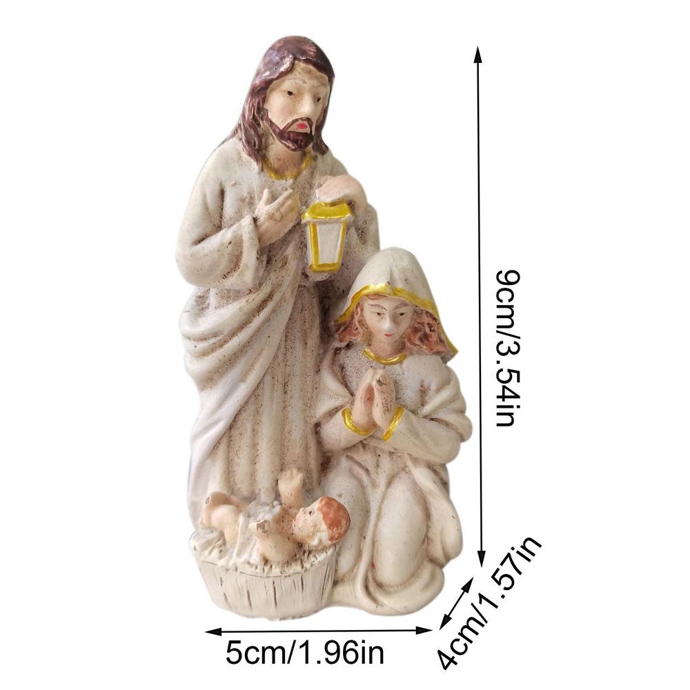 

Nativity Scene Statue Tabletop Scenes Resin Holy Family Statue Catholic Figurine Handicrafts Sculpture Mini Nativity Scene