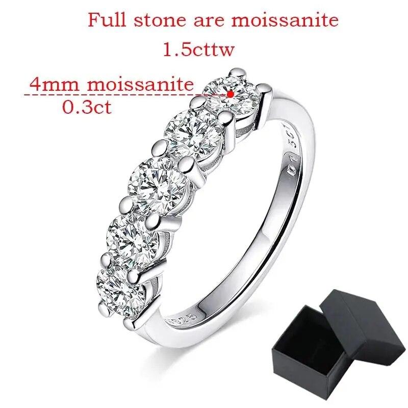 White Gold D Color 4mm Moissanite Ring for Women 1.5CT Stone Match Diamond Wedding Band Bride S925 Silver GRA