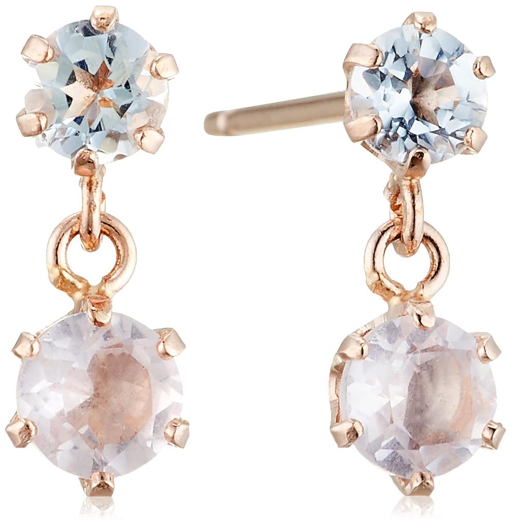 ESTELLE [Official] [Web Exclusive] Women's Earrings, 10K Pink Gold with Rose Quartz, 0222-8666-0019-0000