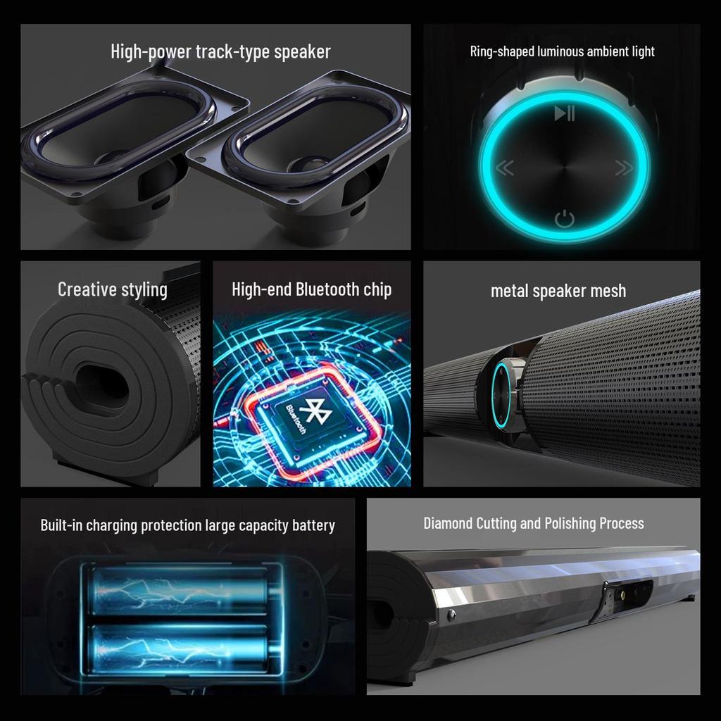 2025 Wireless Soundbar: Bluetooth Speaker for TV, Computer, Outdoor & Gaming