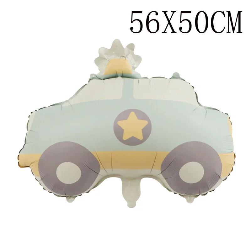 Cute Cartoon Frosted Aluminum Film Balloon Rainbow Police Car Plane Bear Birthday Balloon Party Layout Scene Decoration