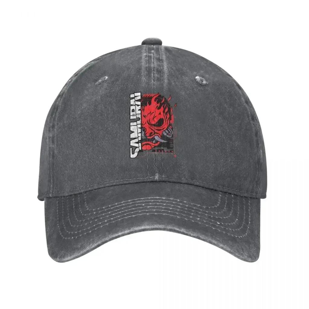 Samurai Rock Band Game Baseball Cap Vintage Denim Washed Cyber Japanese Punk Gaming Snapback Hat Unisex Women Outdoor Workouts Hats