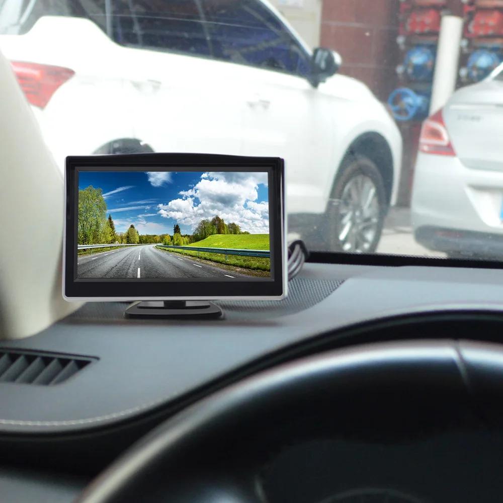 QXNY Universal Car Rear View Backup Camera with 5 Inch Monitor for Truck CCD HD Screen LED Night Vision Waterproof 12V/24V