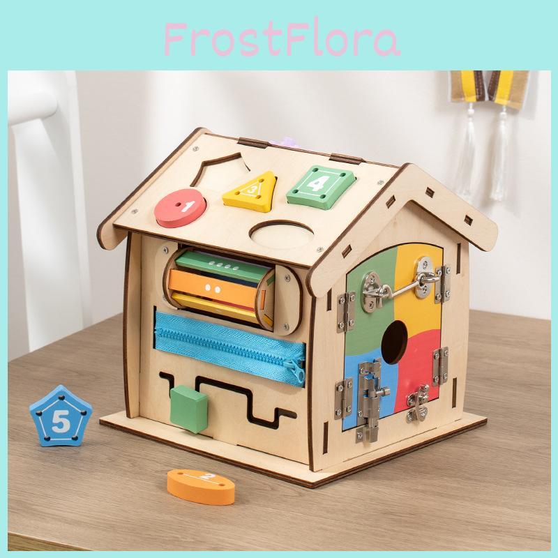 Wooden Busy House Toy For Kids With Educational Activities And Multifunctional Puzzle