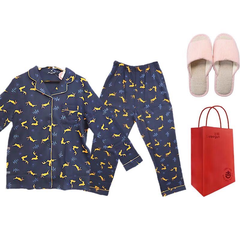 

THREEGUN Women s Cotton Loungewear Set with Linen Slippers L