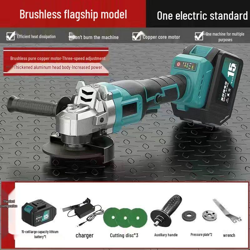 משחזת זווית אלחוטית בעלת הספק גבוה: מנוע מברשות רב-תכליתי לטחינה וליטוש