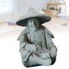 Mini Fisherman Statue Aquarium Resin Fisherman Figurine Vintage Ornament for Fish Tank Fountain
