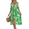 2025 New Fashion Trend Spring Summer Off-the-shoulder Crossover V-Neck Flower Suspendron Maxi Dress Resort Dress Women's