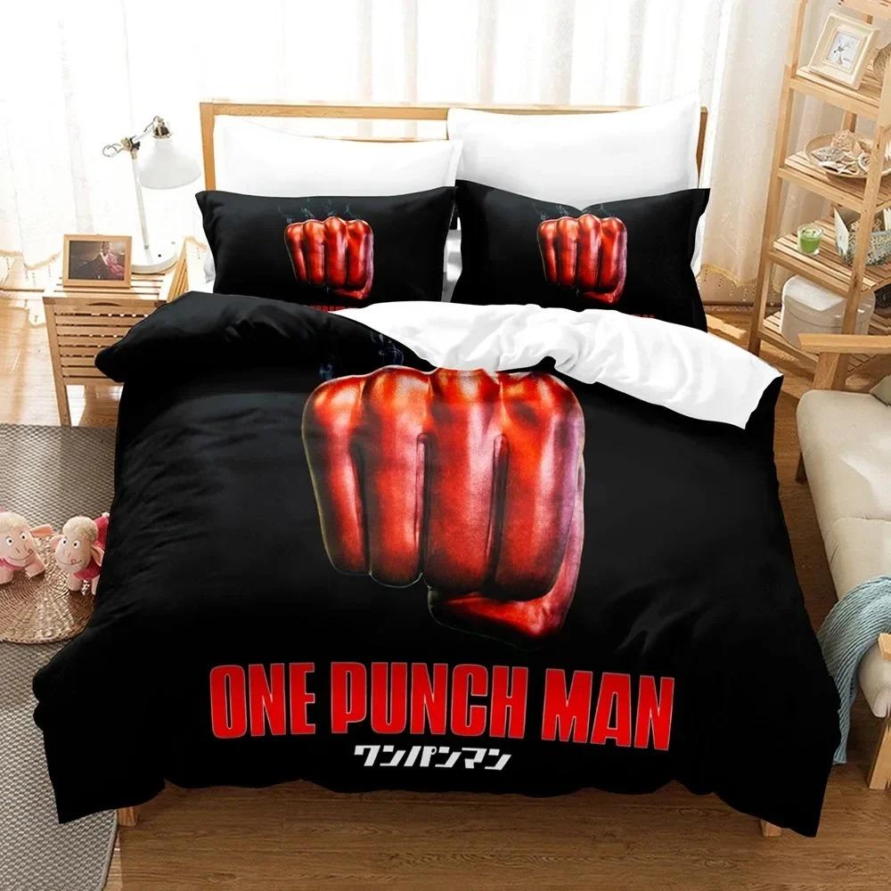 Anime One-Punch Man Saitama Sängkläder Set Pojkar Flickor Twin Queen Size Påslakan Örngott Säng Barn Vuxen Hemtextil