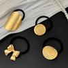 Vintage Metal Geometry Hair Bands Rope for Women  New Trendy Gold Color Elastic Ponytail Holder Headwear Hair Accessories