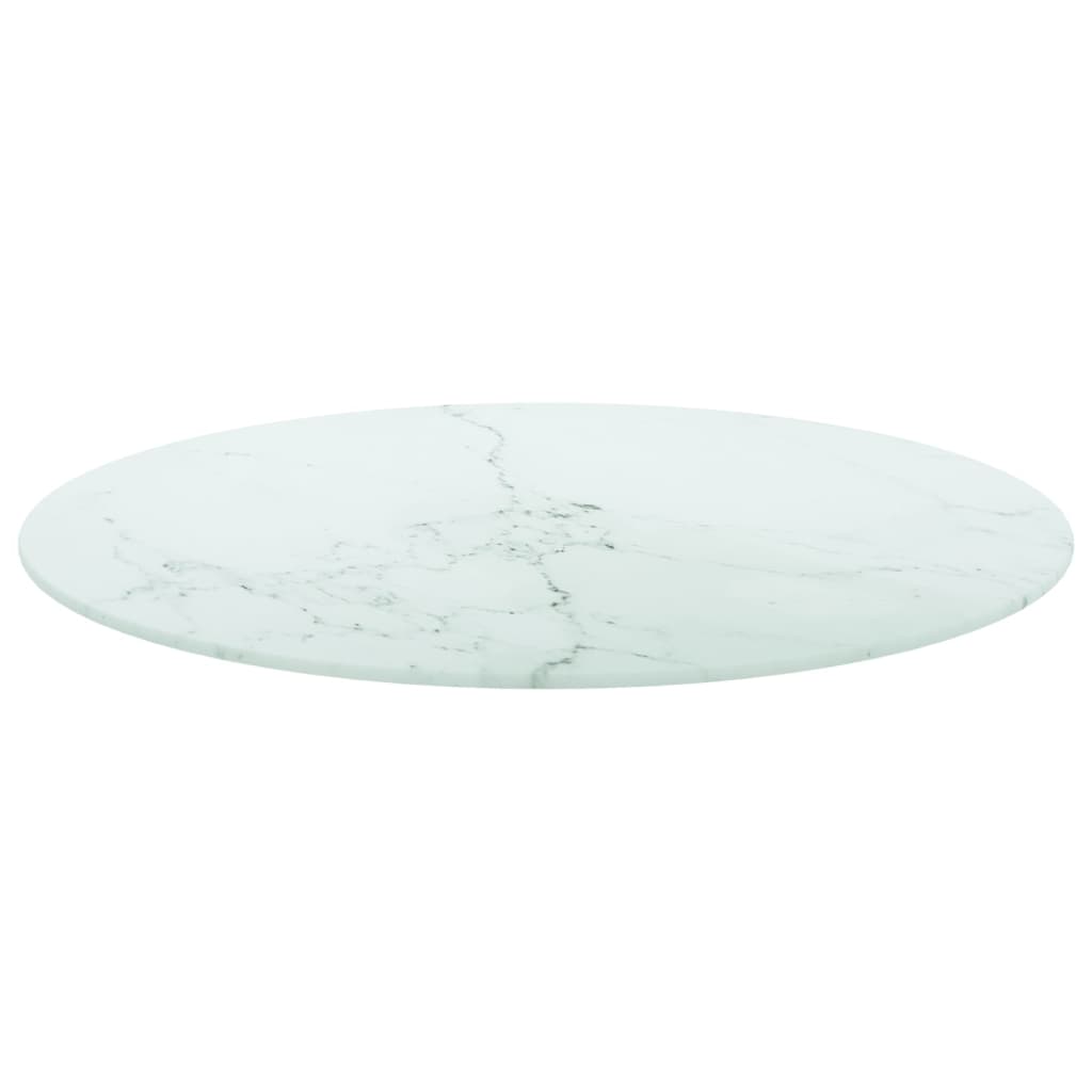 Vidaxl Blat Do Stołu, Biały, Ø60X0,8 Cm, Szkło Ze Wzorem Marmuru