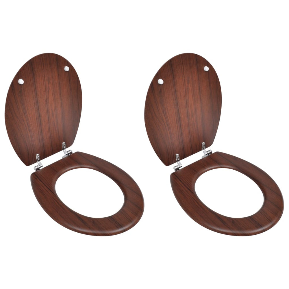 Sièges de toilette avec couvercles 2 pcs MDF Marron
